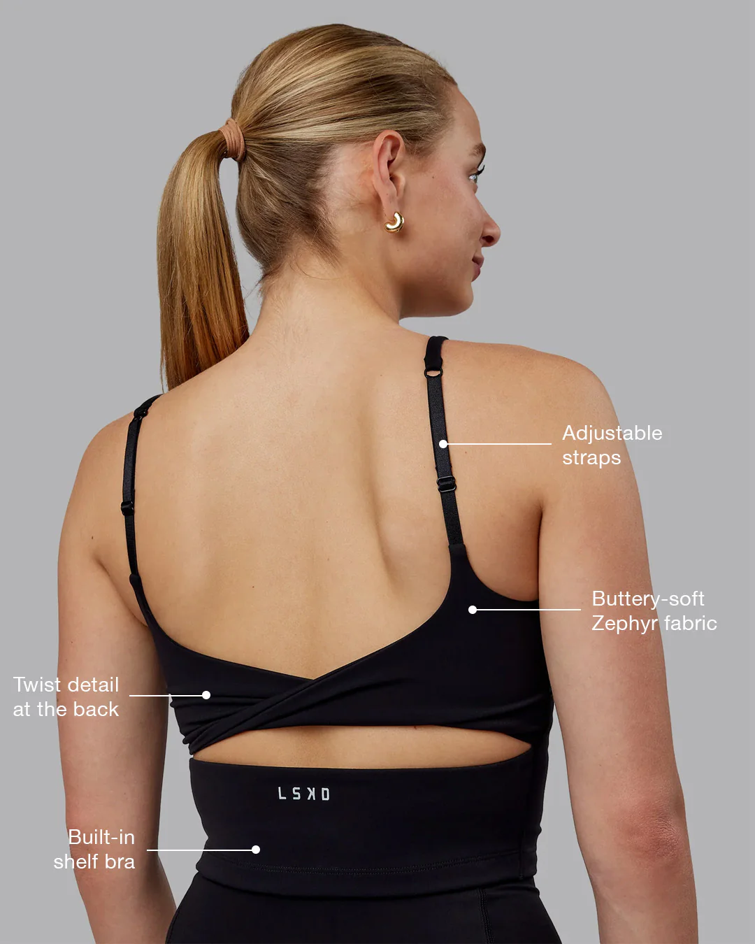 Twist Tank With Shelf Bra - Black - Image 2