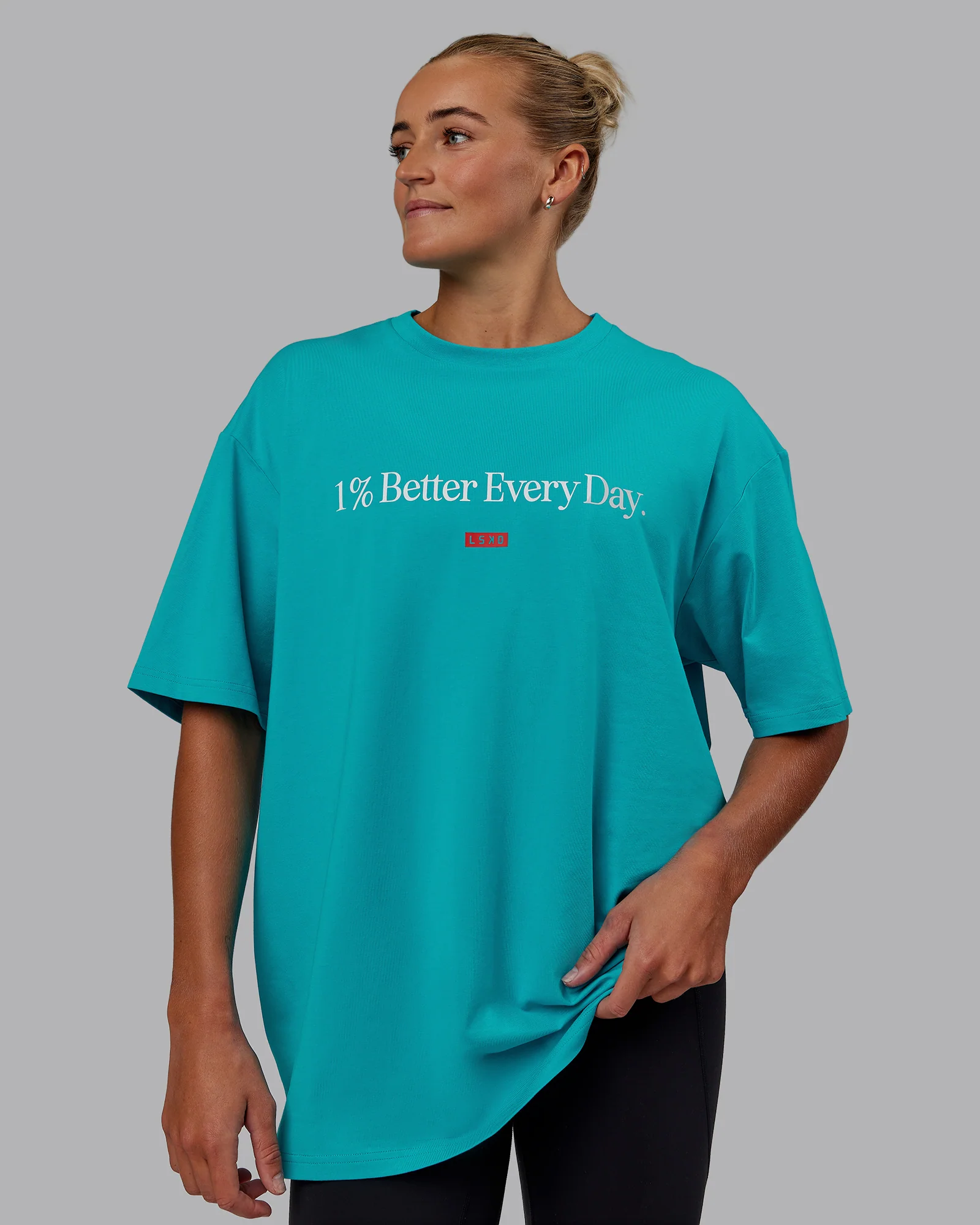 1% Better FLXCotton Tee Oversize - Blue Bird-White - Image 5