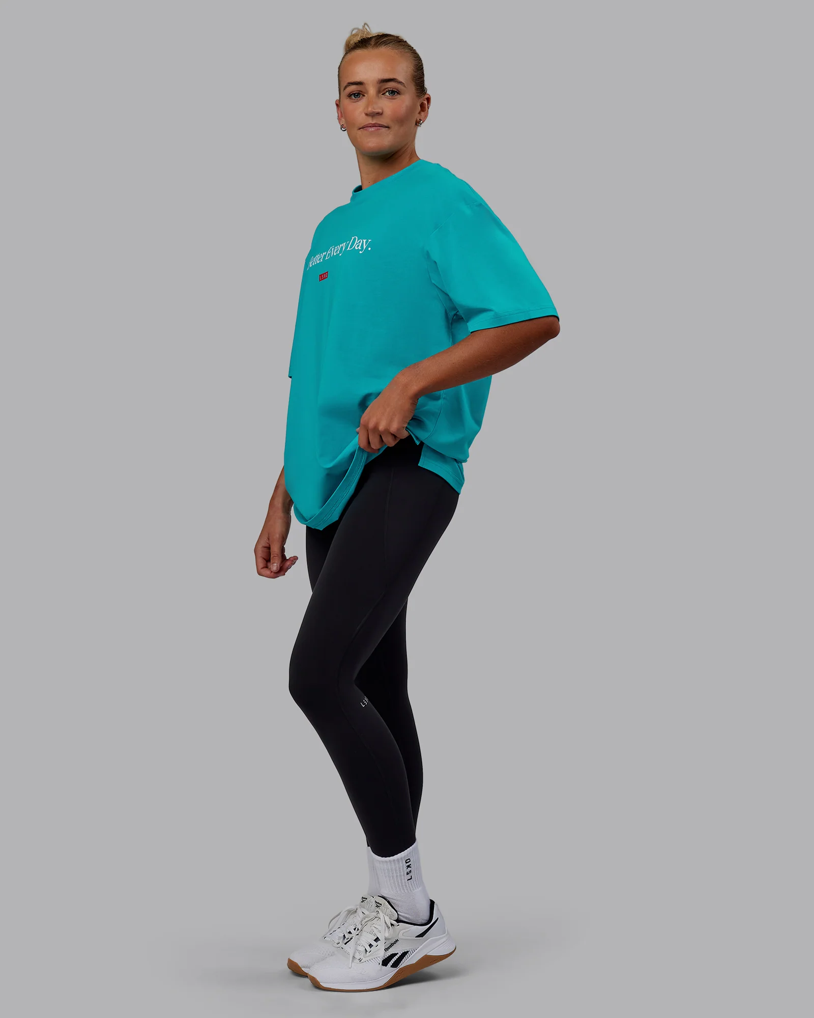 1% Better FLXCotton Tee Oversize - Blue Bird-White - Image 7