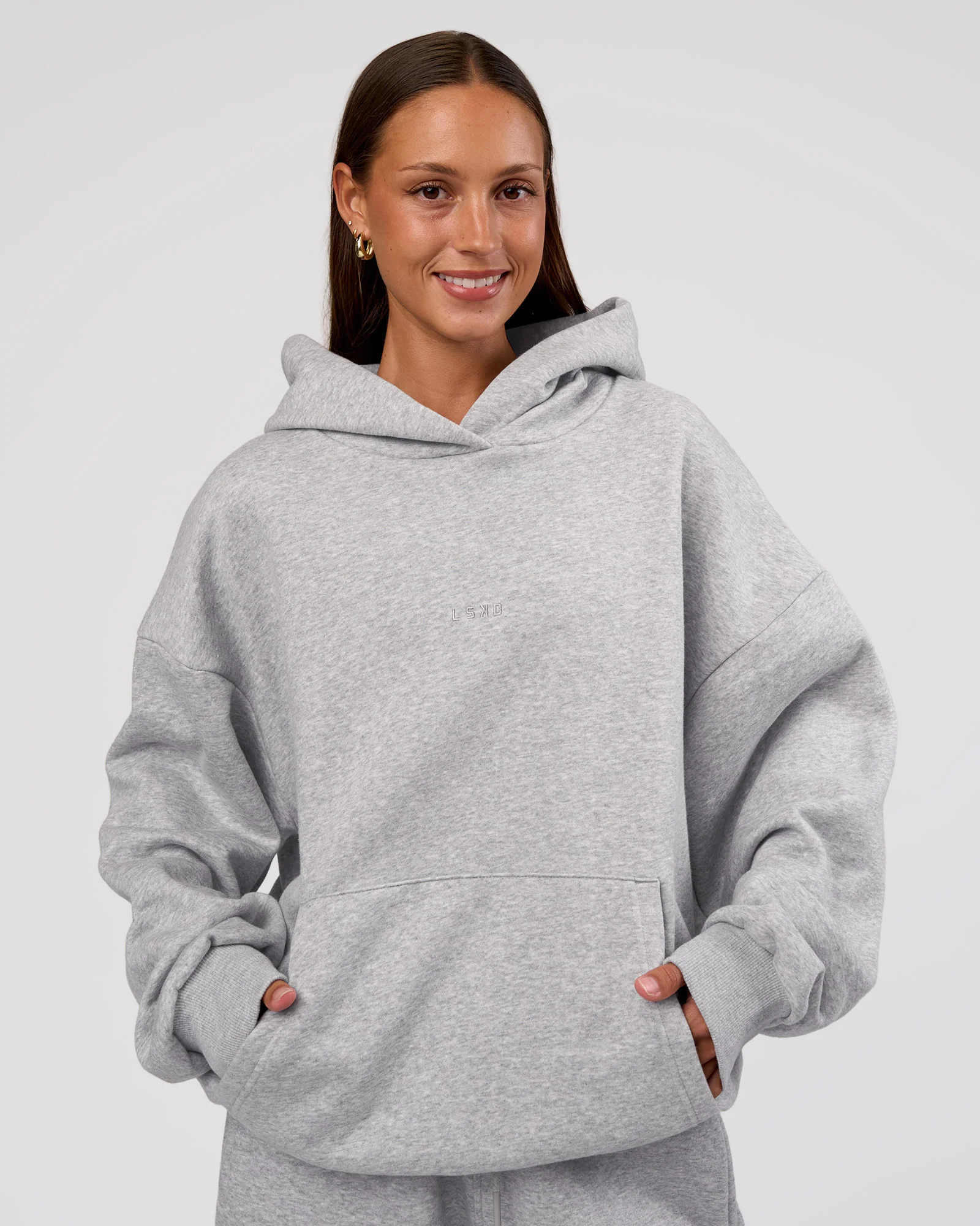 MVP Oversized Hoodie - Lt Grey Marl - Image 3