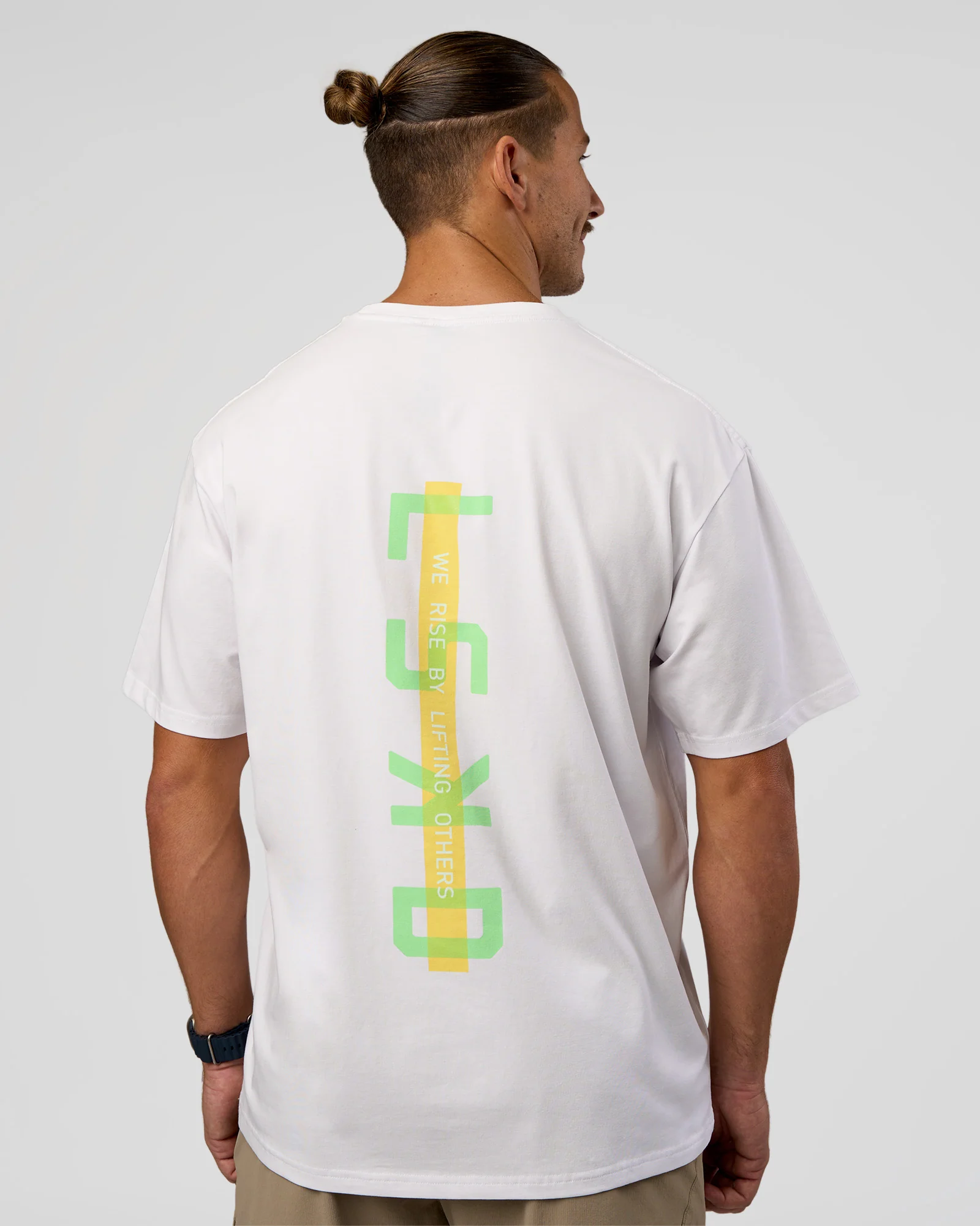 Unisex Strike Through FLXCotton Tee Oversize - White-Warm Apricot - Image 2