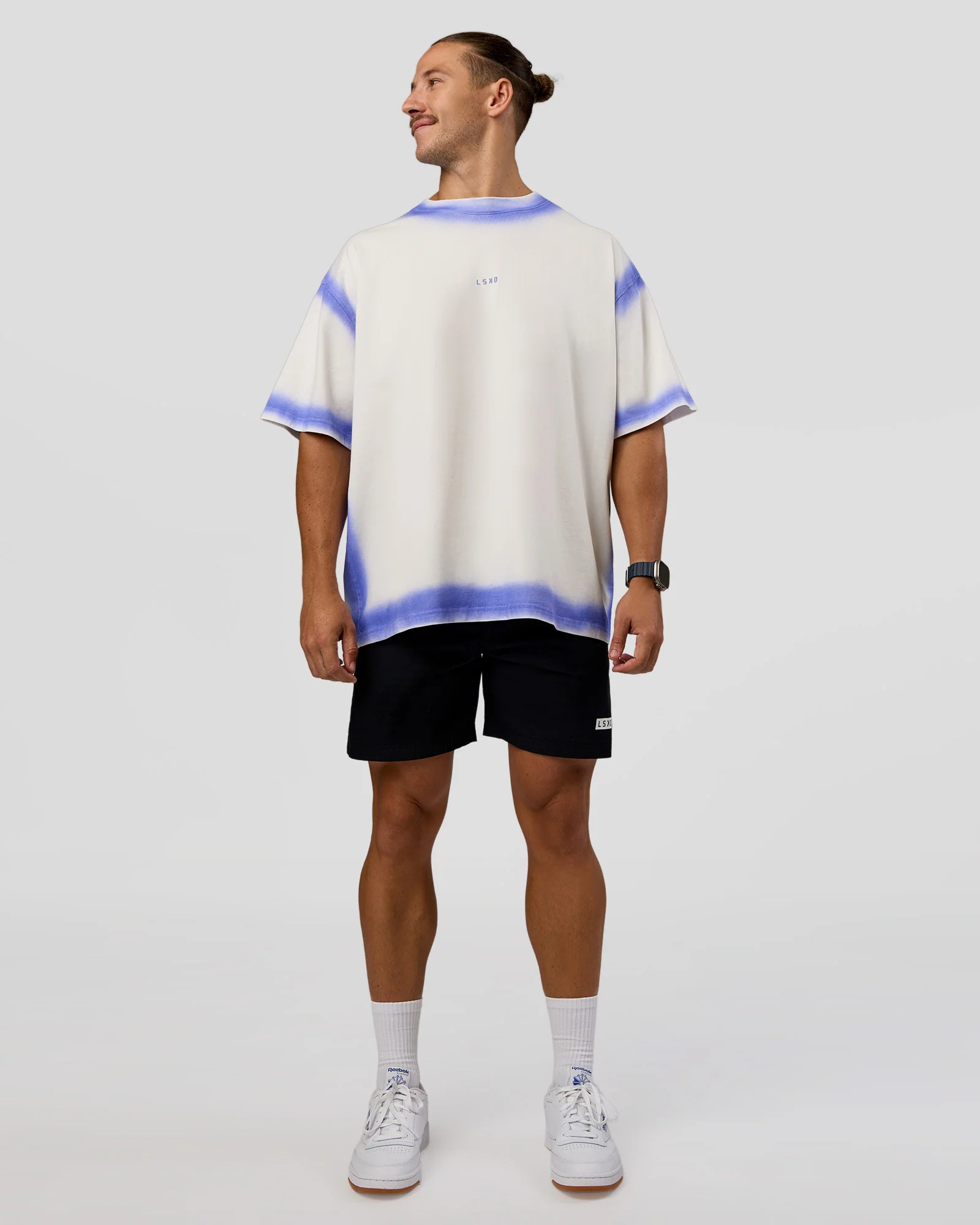 Urban Blur Heavyweight Unisex Oversized Tee - Off White-Power Cobalt - Image 10