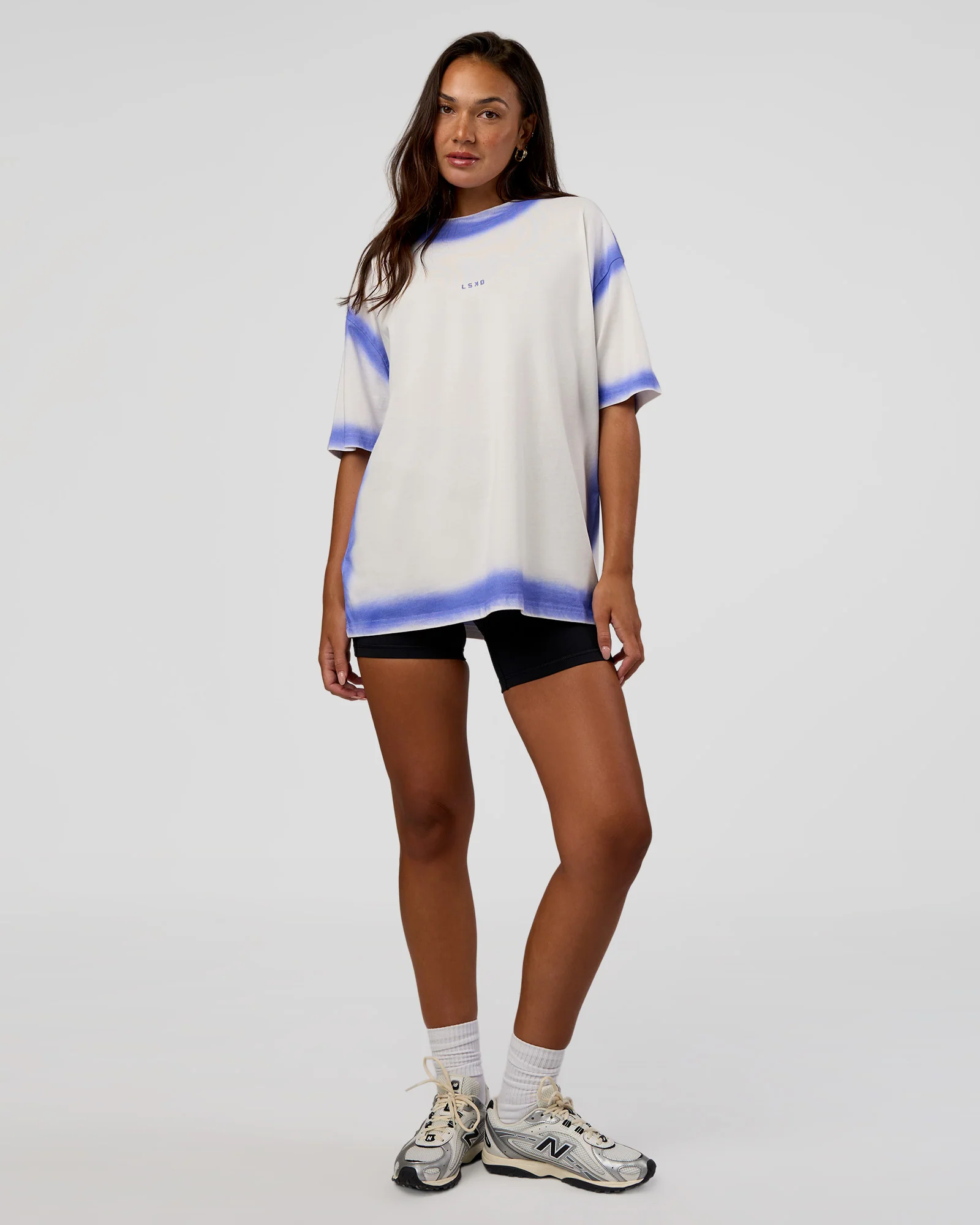 Urban Blur Heavyweight Unisex Oversized Tee - Off White-Power Cobalt - Image 11
