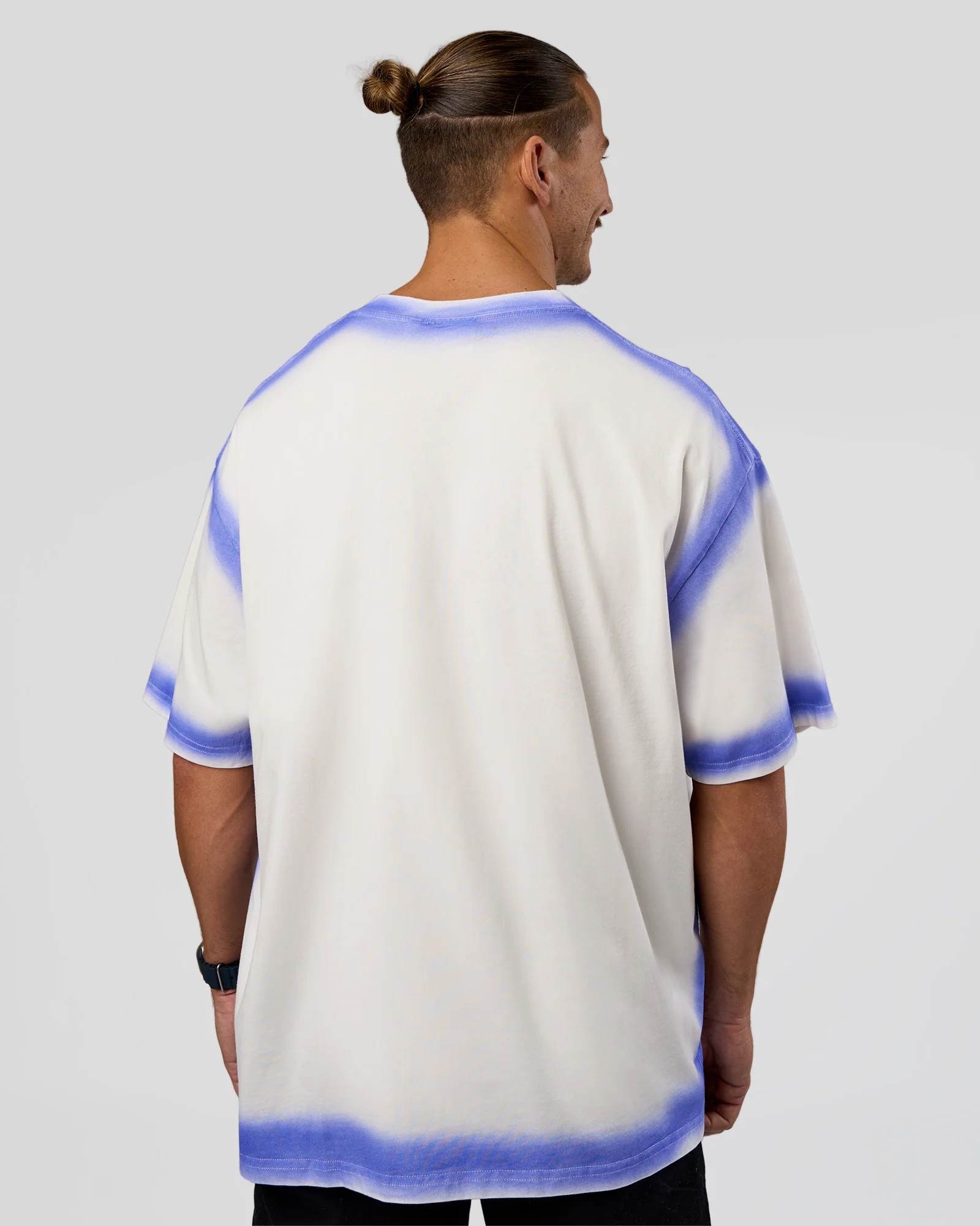 Urban Blur Heavyweight Unisex Oversized Tee - Off White-Power Cobalt - Image 6