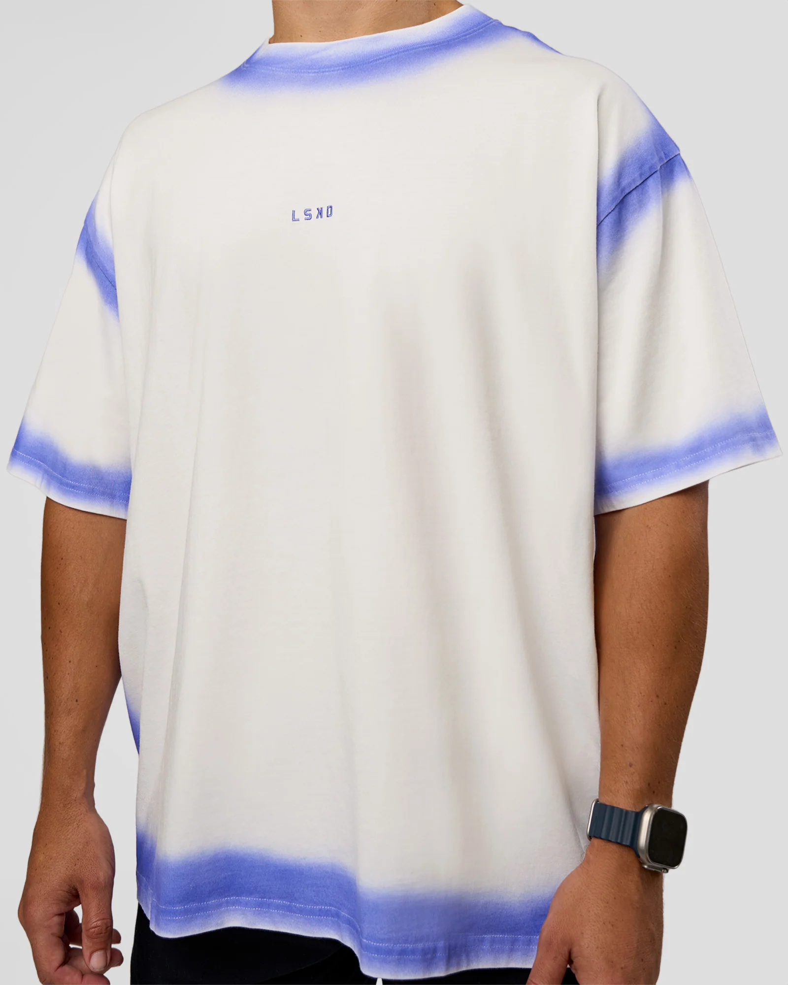 Urban Blur Heavyweight Unisex Oversized Tee - Off White-Power Cobalt - Image 7