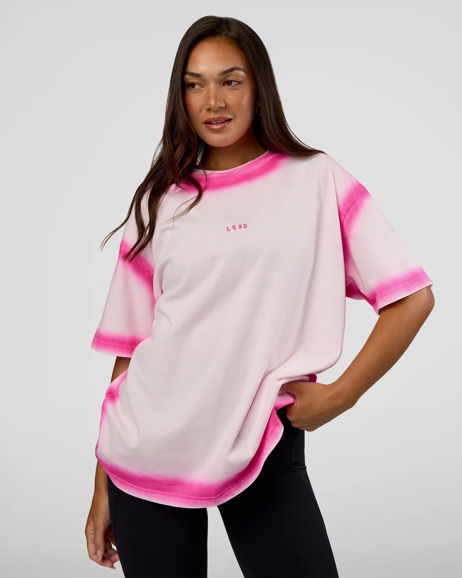 Urban Blur Heavyweight Unisex Oversized Tee - Off White-Ultra Pink - Image 4