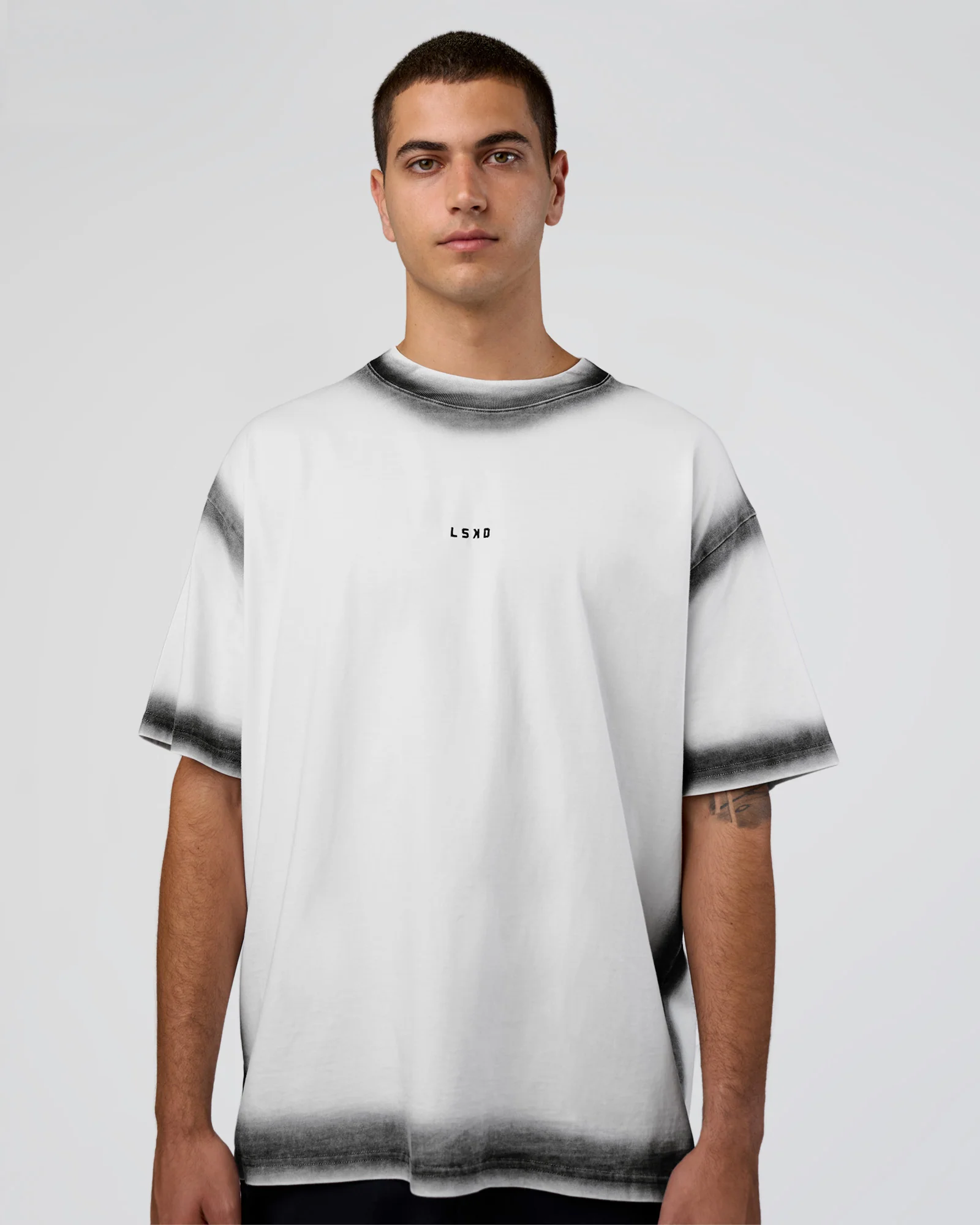 Urban Blur Heavyweight Unisex Oversized Tee - White-Black - Image 2