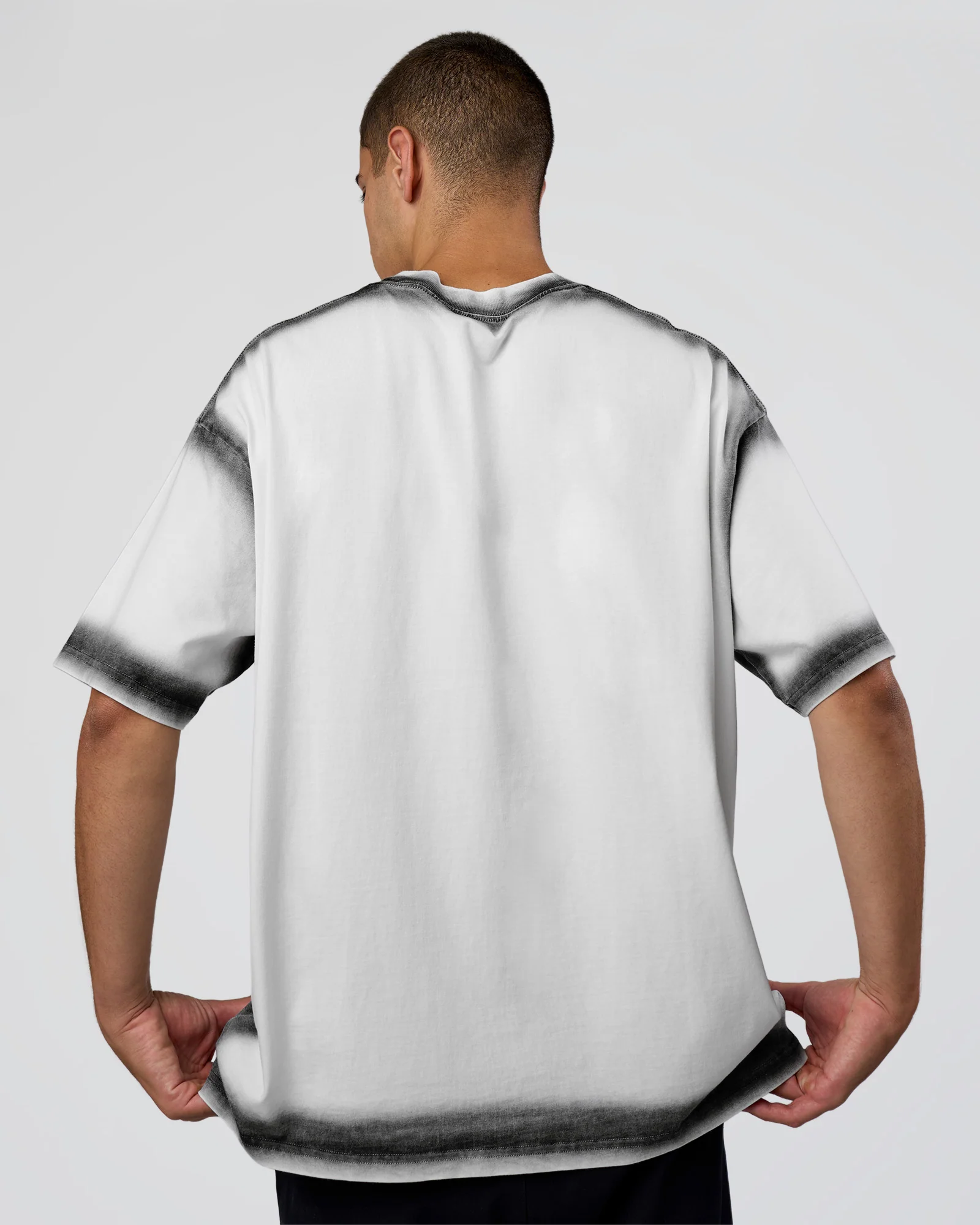 Urban Blur Heavyweight Unisex Oversized Tee - White-Black - Image 3