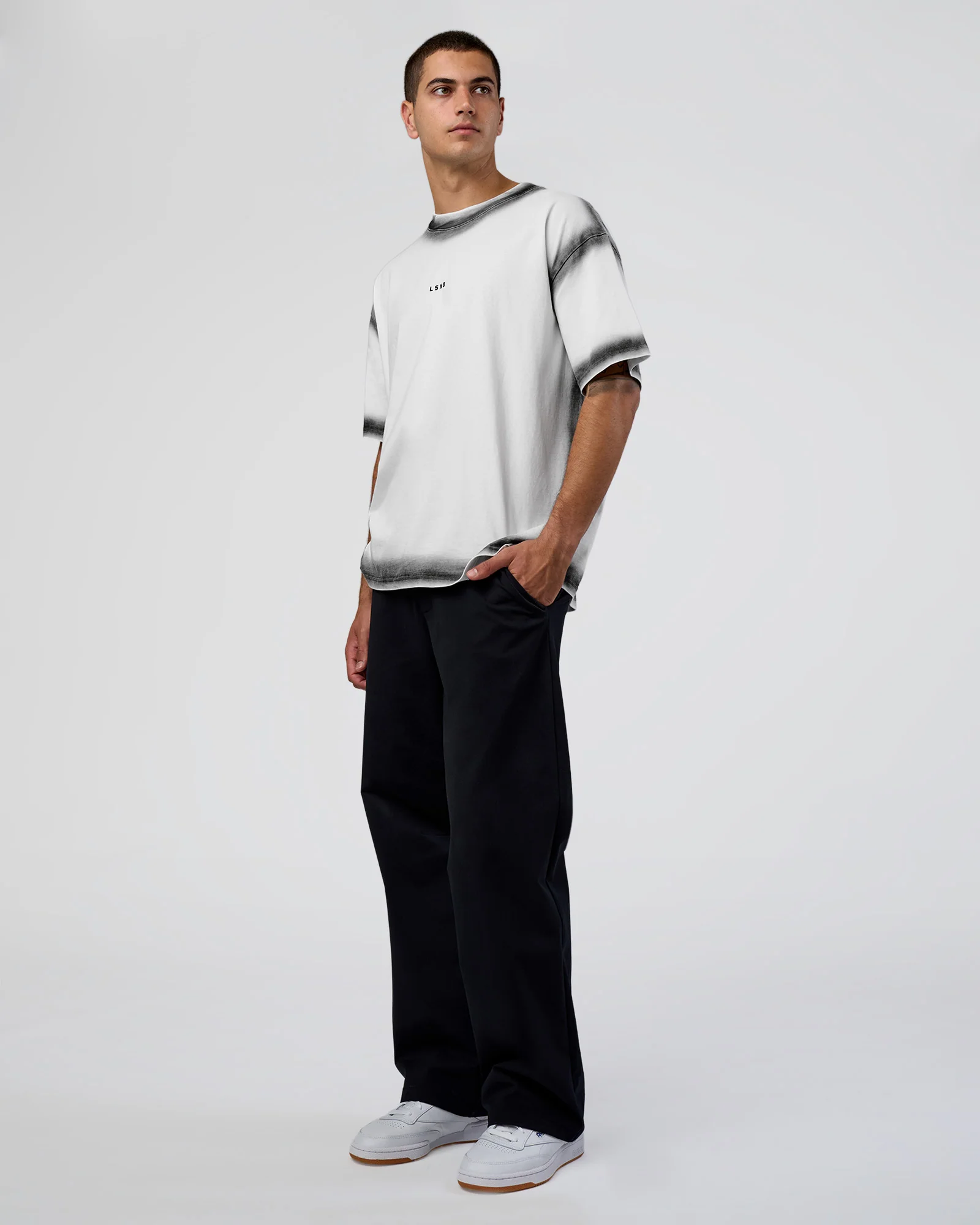 Urban Blur Heavyweight Unisex Oversized Tee - White-Black - Image 6