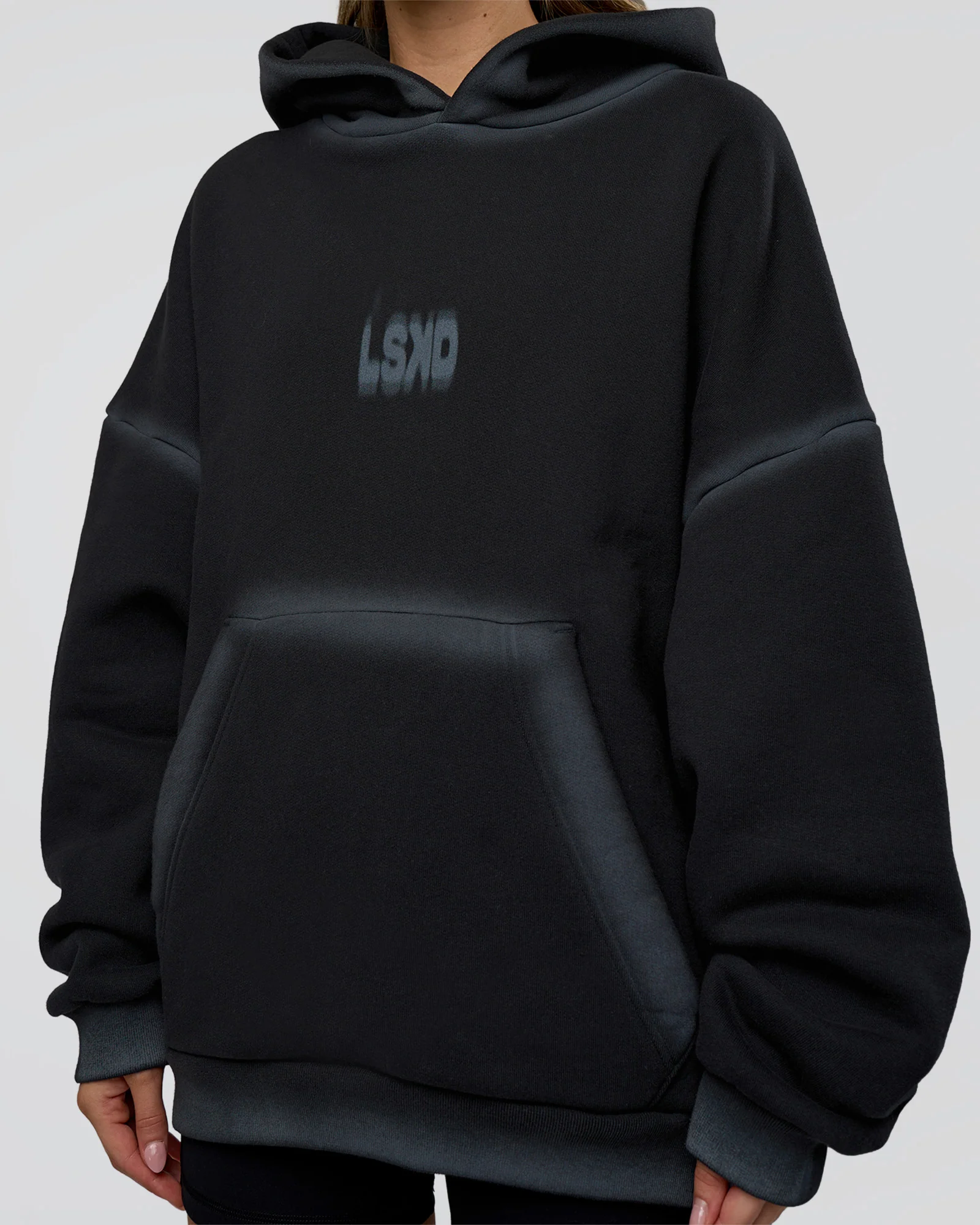 Urban Blur Unisex Oversized Hoodie - Black-Dark Storm - Image 12