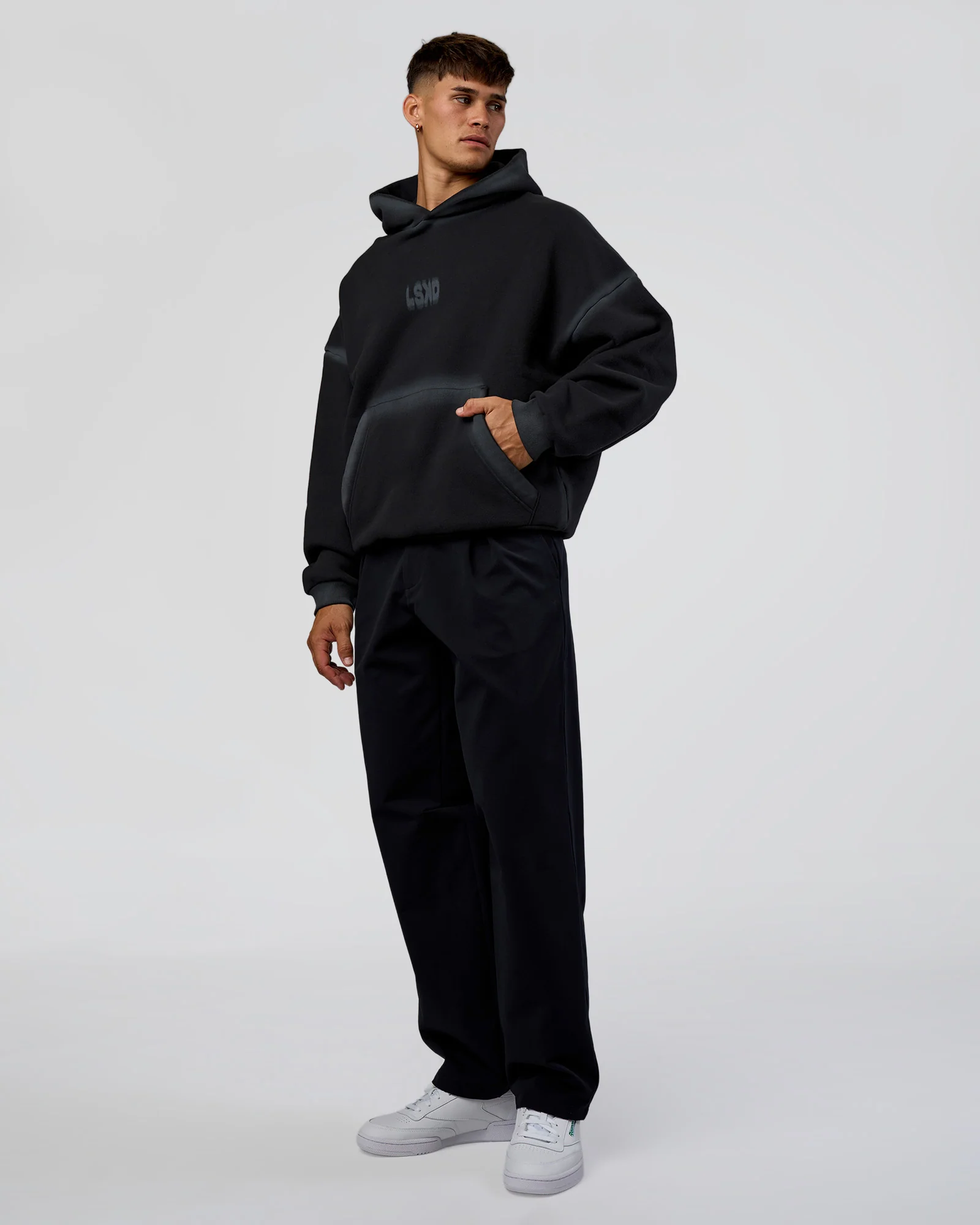 Urban Blur Unisex Oversized Hoodie - Black-Dark Storm - Image 3