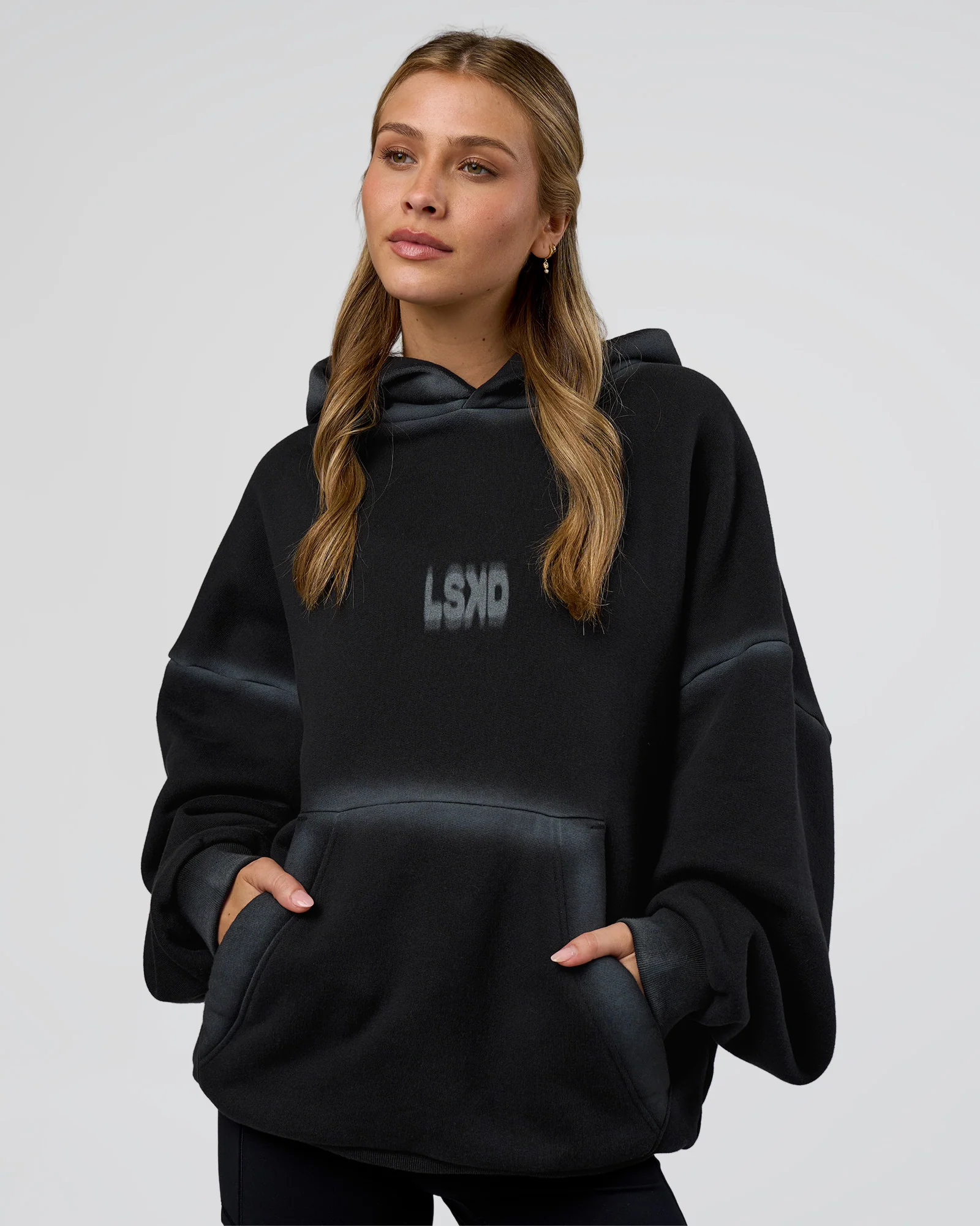 Urban Blur Unisex Oversized Hoodie - Black-Dark Storm - Image 4
