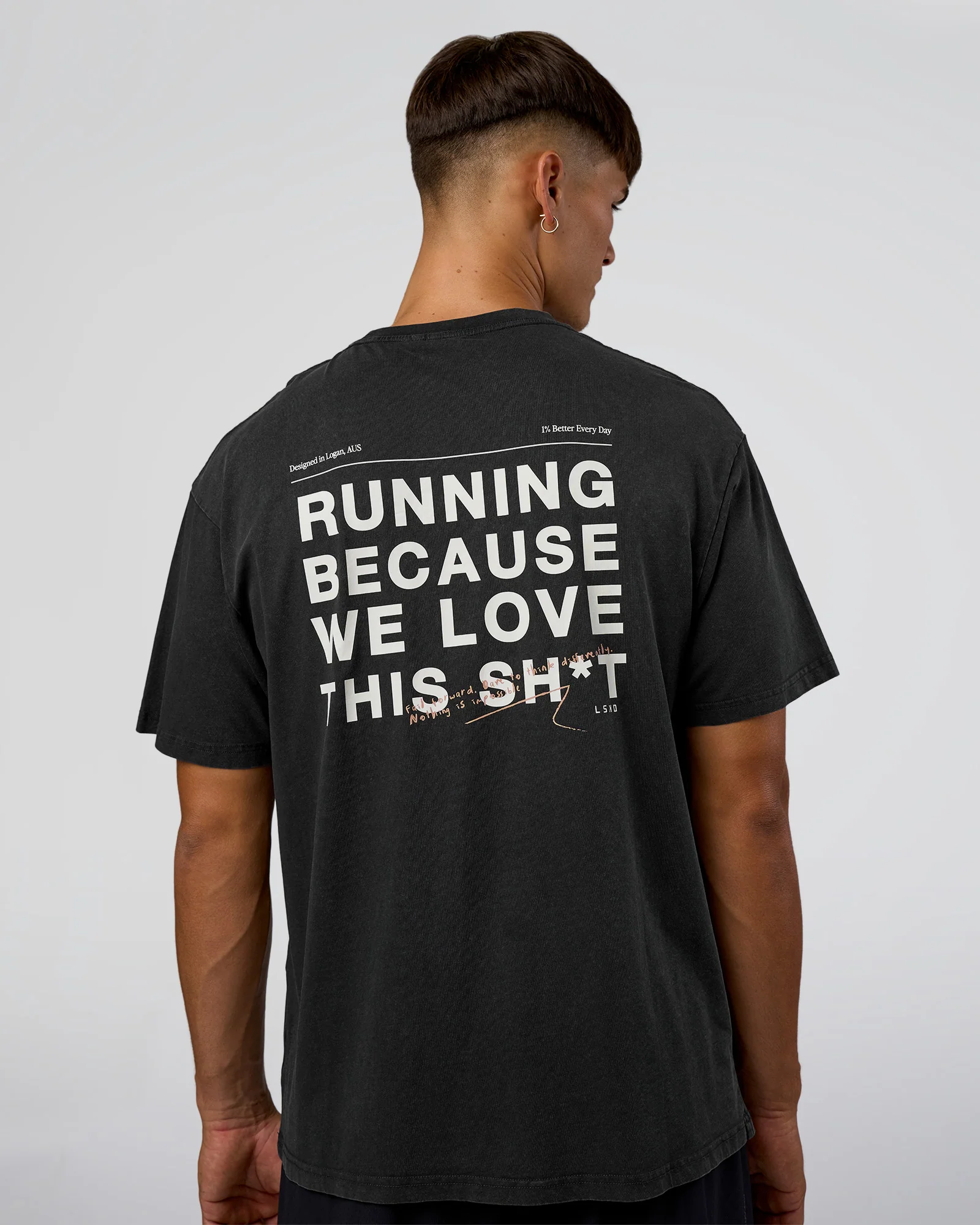 We Love This  FLXCotton Oversized Tee - Black Washed-White - Image 3
