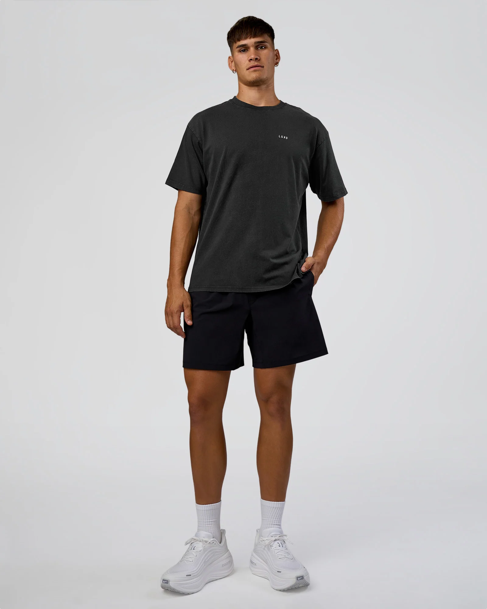 We Love This  FLXCotton Oversized Tee - Black Washed-White - Image 6