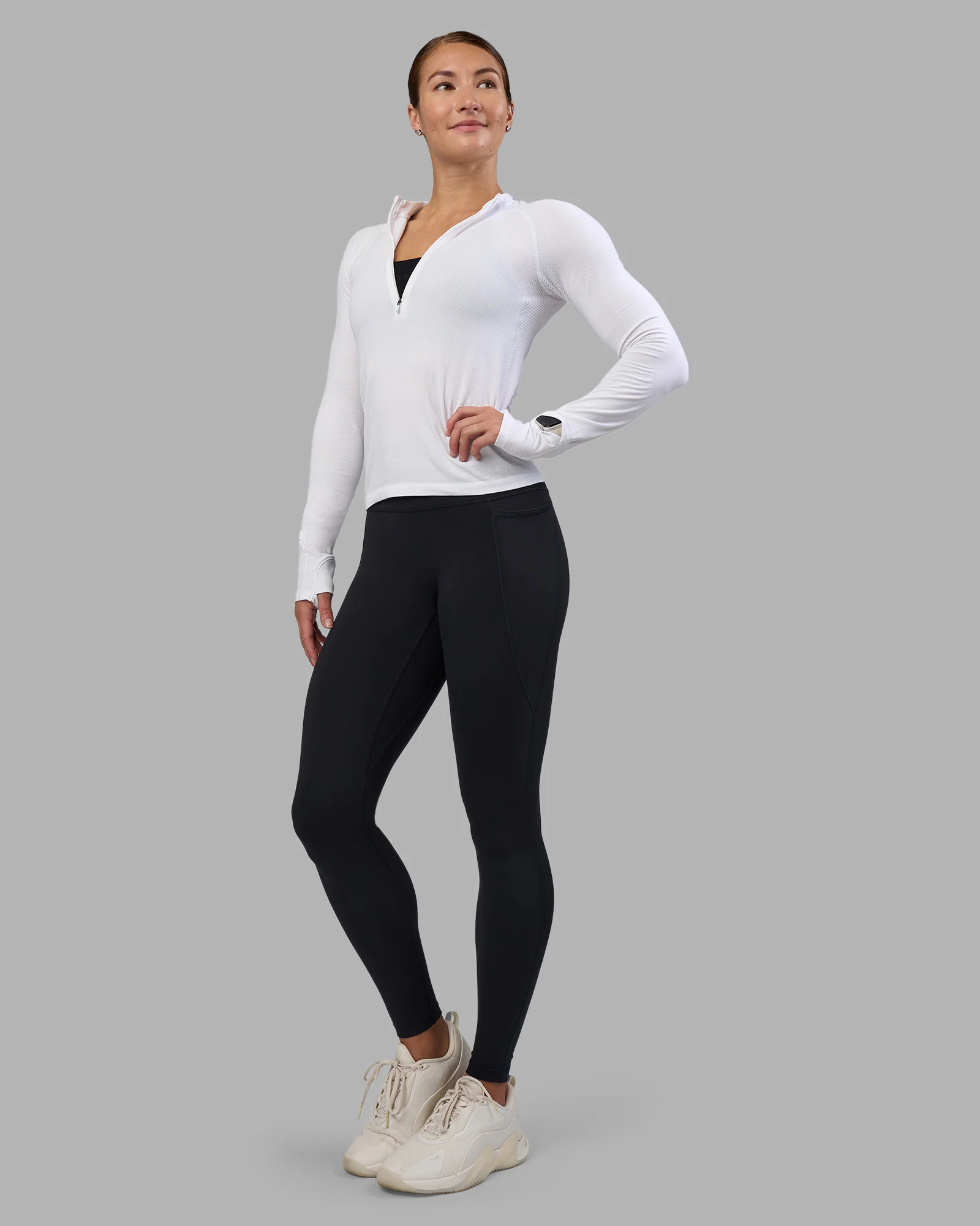 AeroFLX+ Long Sleeve Half Zip - White/White - Image 2